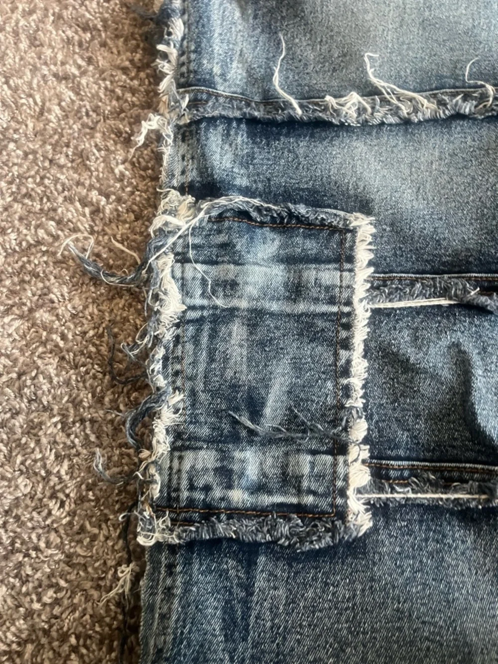 Men's Slim Distressed Panel Blue Jeans